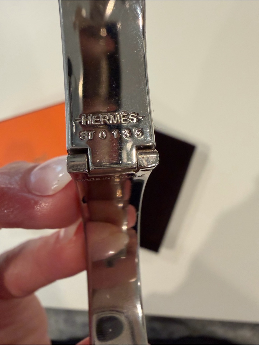 Hermes Black Enamel H Bracelet with Palladium Hardware - Picture 3 of 7